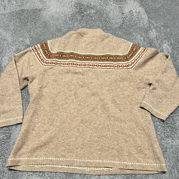 Woolrich Sweater Womens XXL Lambs Wool Nordic  Quarter Zip Brown ** - Picture 4 of 8